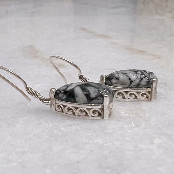 Austrian Pinolith Sterling Silver Dangle Earrings - Picture 3 of 10